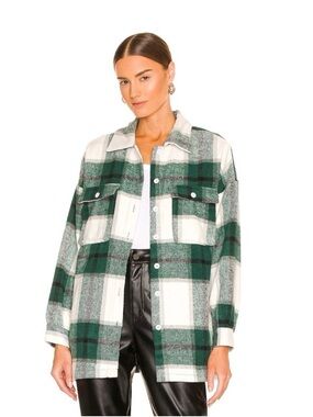 Green and White Plaid Revolve Kaianna Plaid Shacket